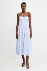 Šaty Bardot modrá barva, midi, 58164DB6
