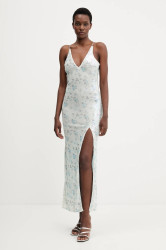 Šaty Bardot tyrkysová barva, maxi, přiléhavé, 59956DB