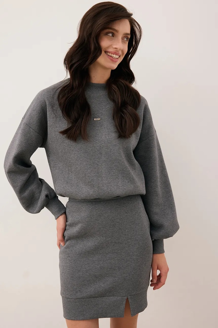 Šaty Bizuu CAGLIARI šedá barva, mini, oversize, CAGLIARI GRAPHITE