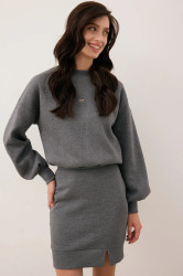 Šaty Bizuu CAGLIARI šedá barva, mini, oversize, CAGLIARI GRAPHITE