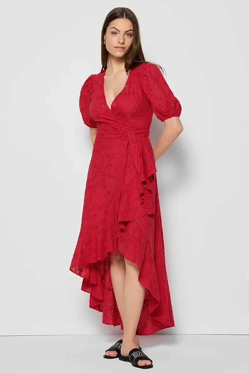 Šaty Bizuu MONARDA červená barva, mini, MONARDA CZERWONY