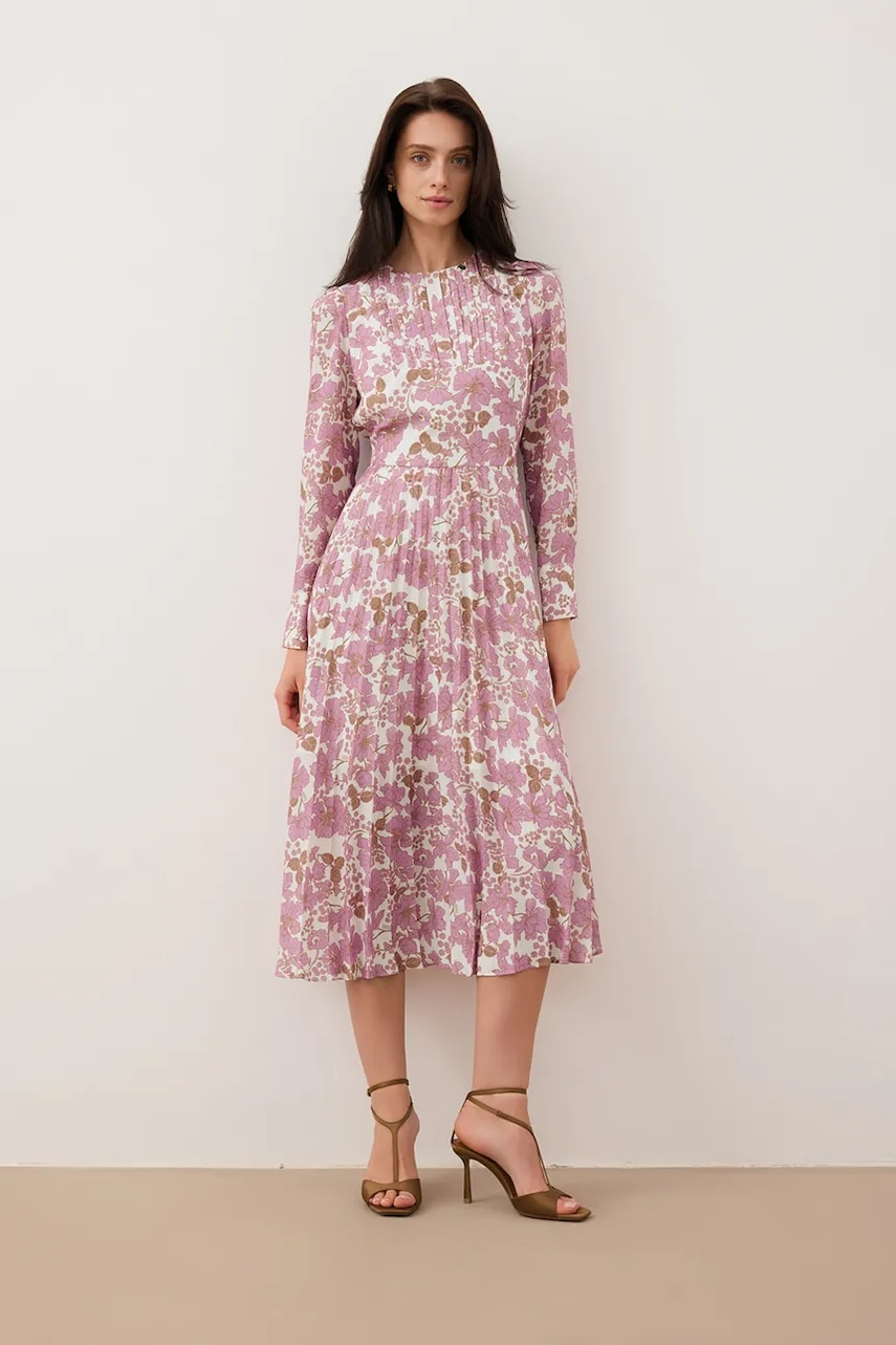 Šaty Bizuu NYLA růžová barva, midi, NYLA ROSE