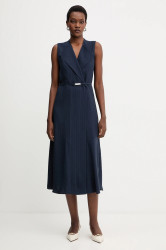 Šaty BOSS Dimosa tmavomodrá barva, midi, 50548494
