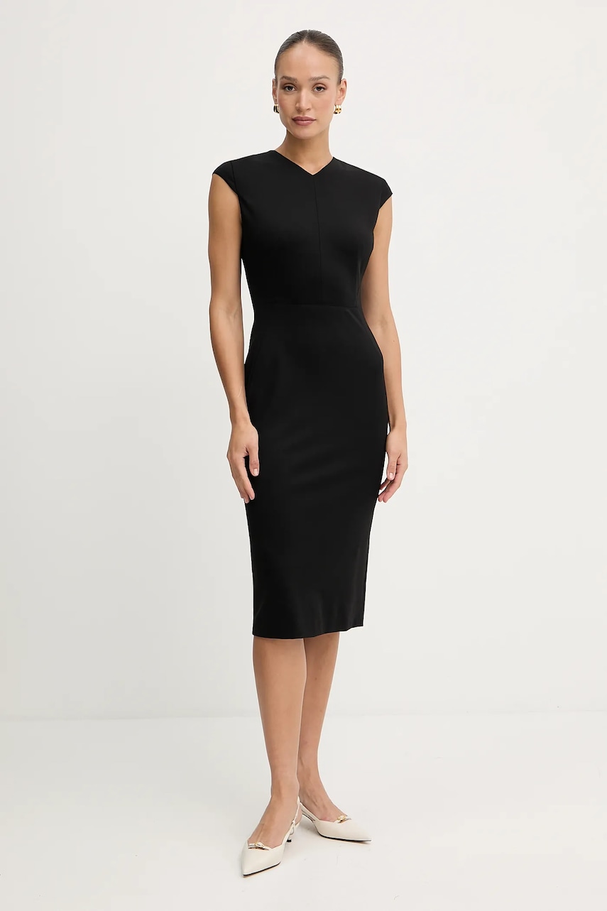 Šaty BOSS Dulisa černá barva, midi, 50541987