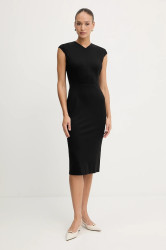 Šaty BOSS Dulisa černá barva, midi, 50541987