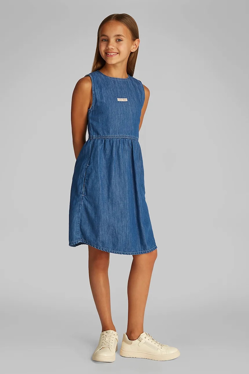 Šaty Calvin Klein Jeans tmavomodrá barva, midi, IG0IG02913