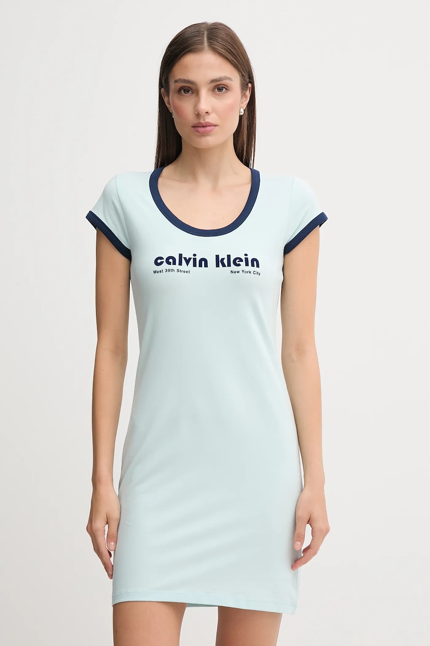 Šaty Calvin Klein Jeans tyrkysová barva, mini, přiléhavé, LV047C259G
