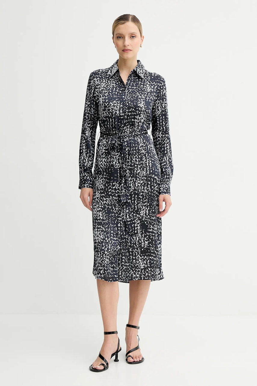 Šaty Calvin Klein tmavomodrá barva, midi, LV044C060G