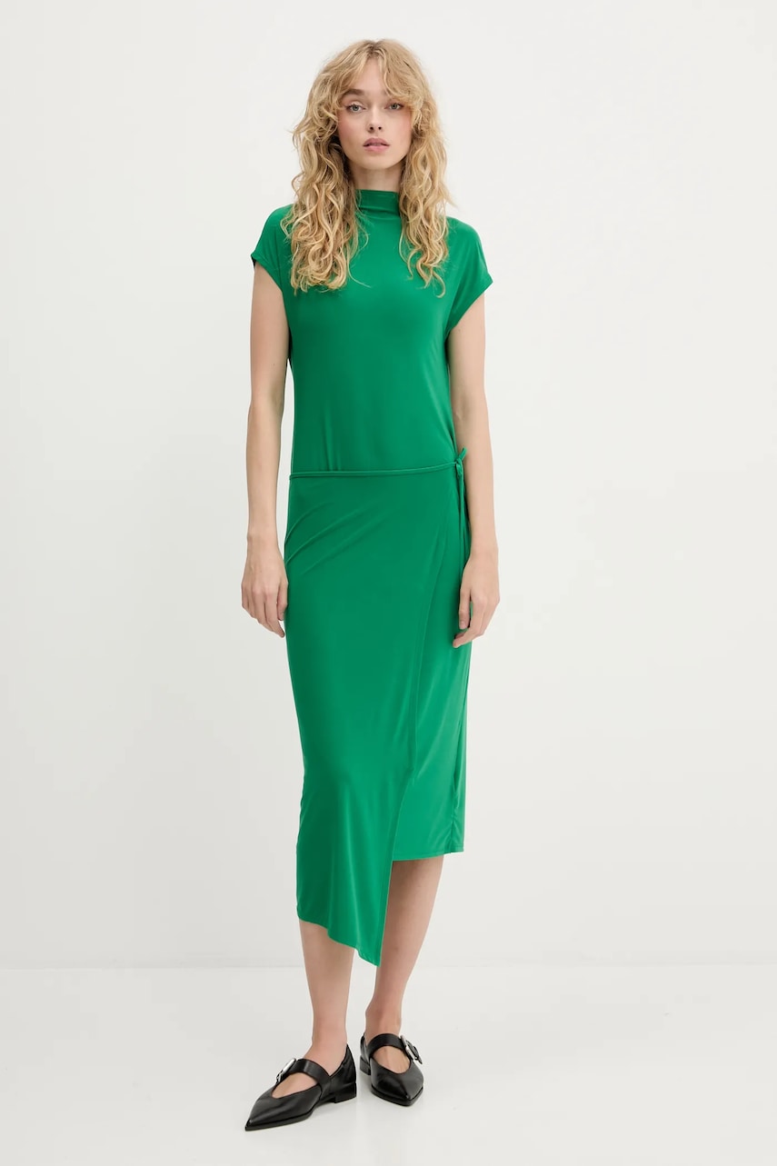 Šaty Calvin Klein zelená barva, midi, přiléhavé, LV044C237G