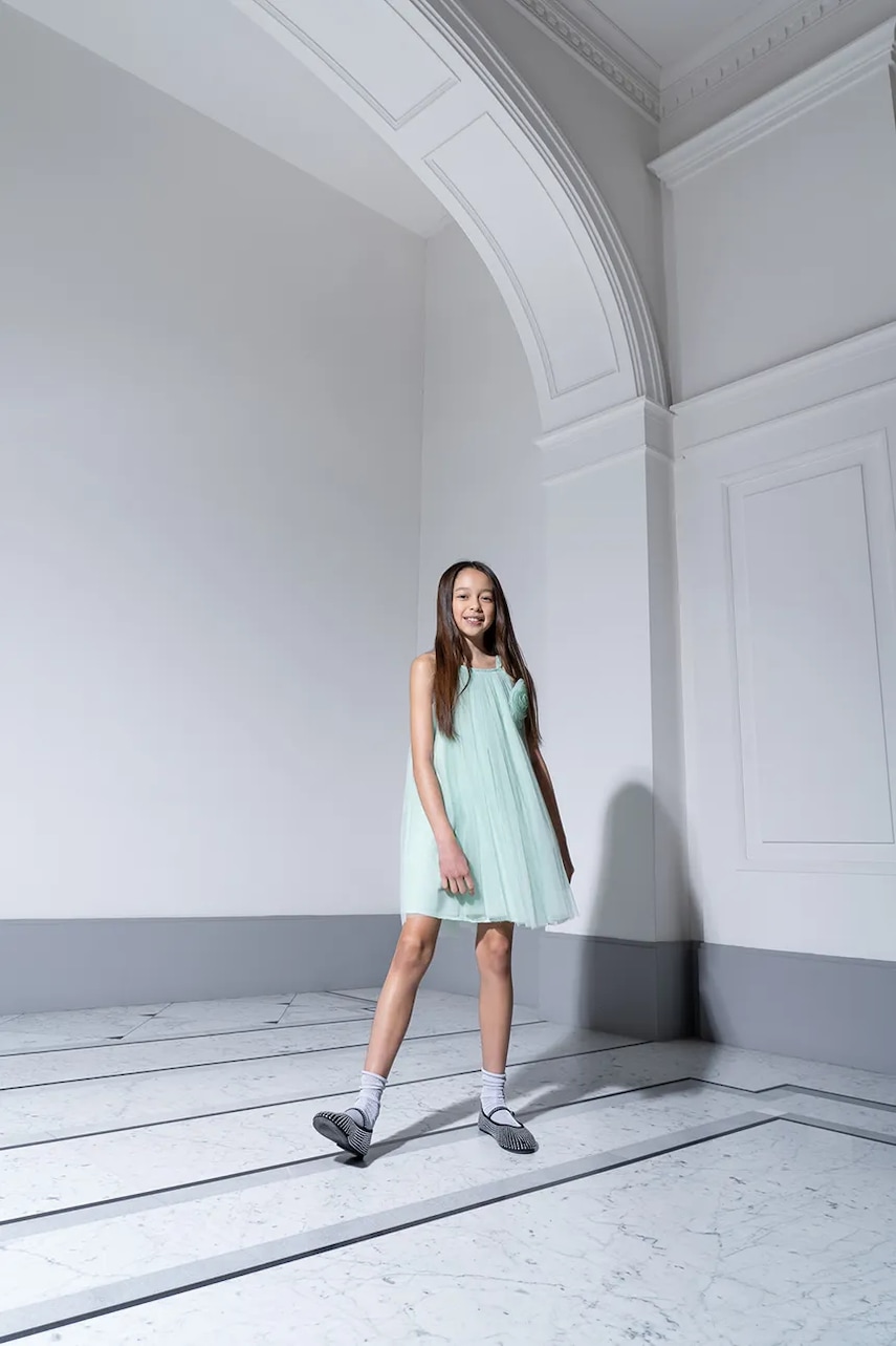 Šaty Coccodrillo tyrkysová barva, mini, ELEGANT JUNIOR GIRL