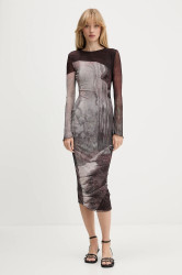 Šaty Desigual ABYSS LACROIX hnědá barva, midi, přiléhavé, 25WWVK01