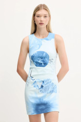 Šaty Desigual FOTOAZUL modrá barva, mini, přiléhavé, 25WWVW31