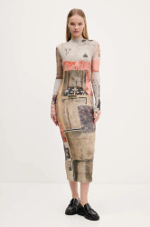 Šaty Desigual LYRA béžová barva, midi, 25WWVK30