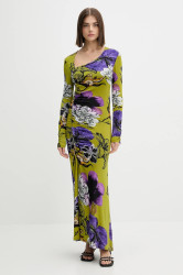 Šaty Desigual NECKLINE LA zelená barva, maxi, přiléhavé, 25WWVK37