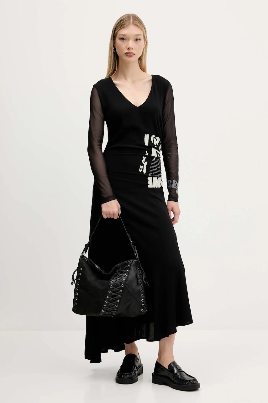 Šaty Desigual POSINEW černá barva, maxi, 25WWVW26