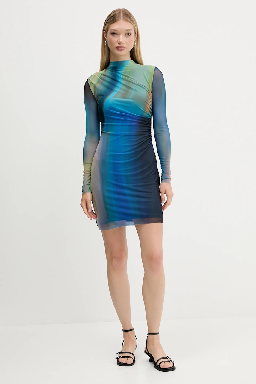 Šaty Desigual SHIRA modrá barva, mini, přiléhavé, 25WWVK43