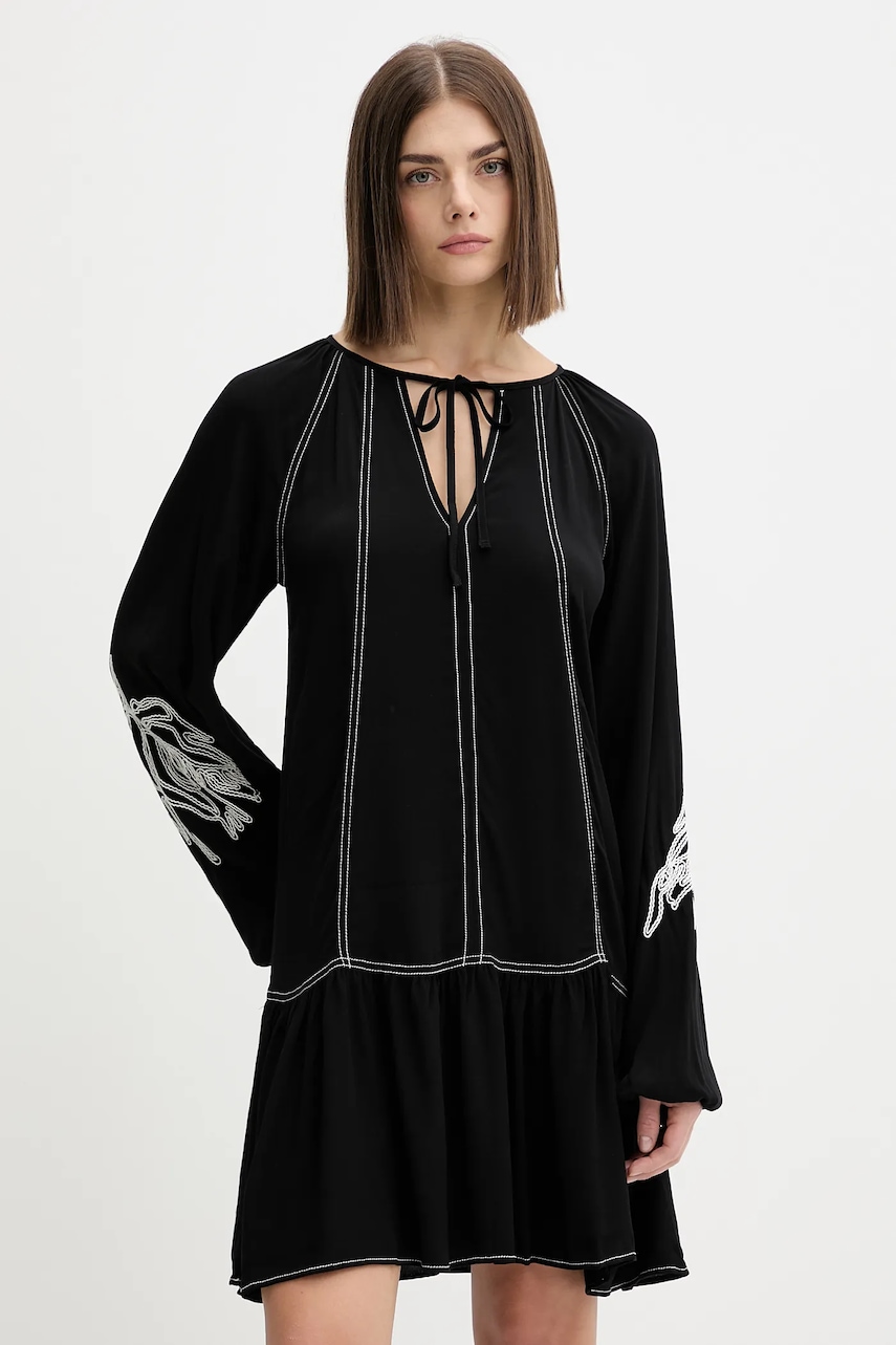 Šaty Desigual SILVIANEGRO černá barva, mini, 25WWVW19