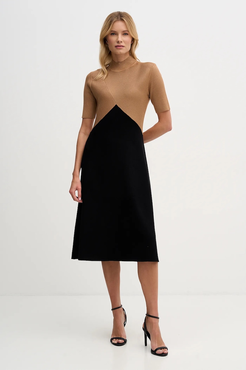 Šaty Dkny hnědá barva, midi, DD5D5150