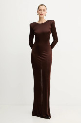 Šaty Elisabetta Franchi hnědá barva, maxi, přiléhavé, ABR1056E2