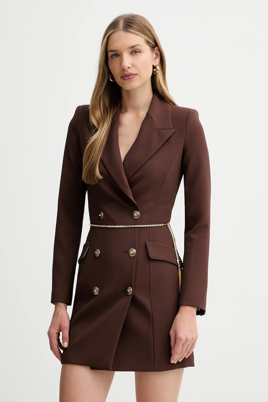 Šaty Elisabetta Franchi hnědá barva, mini, AB89657E2