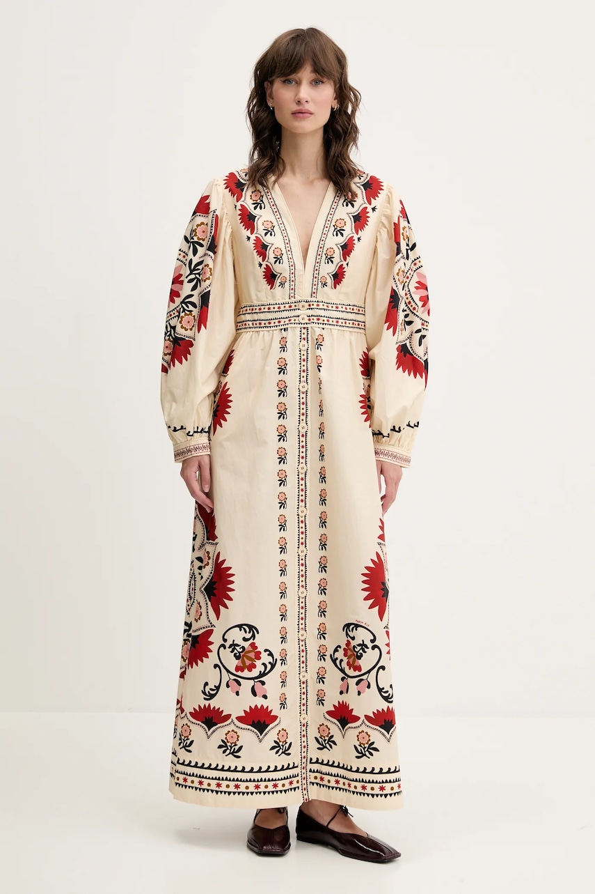 Šaty Farm Rio béžová barva, maxi, 328978