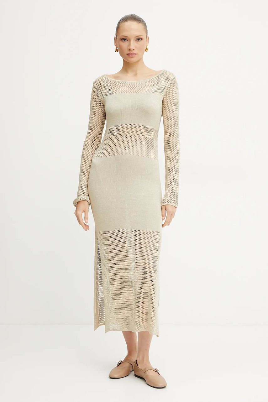 Šaty Fracomina béžová barva, maxi, přiléhavé, FS25SD5004K514O7