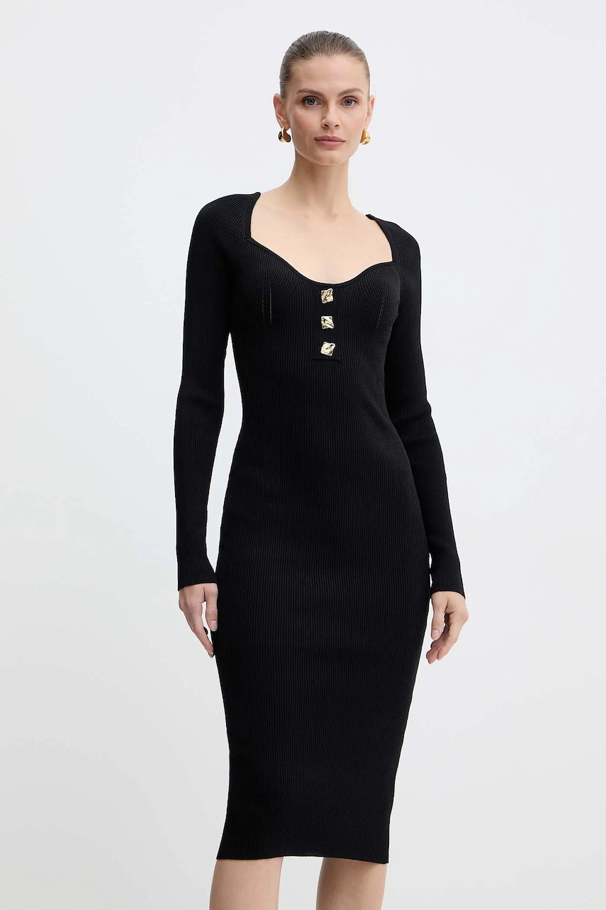 Šaty Fracomina černá barva, midi, přiléhavé, FS25WD5005K41601