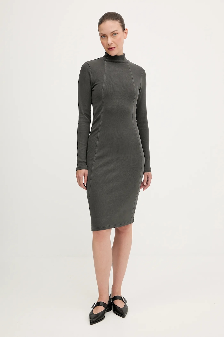 Šaty G-Star Washed slim rib šedá barva, mini, přiléhavé, D27164-E127