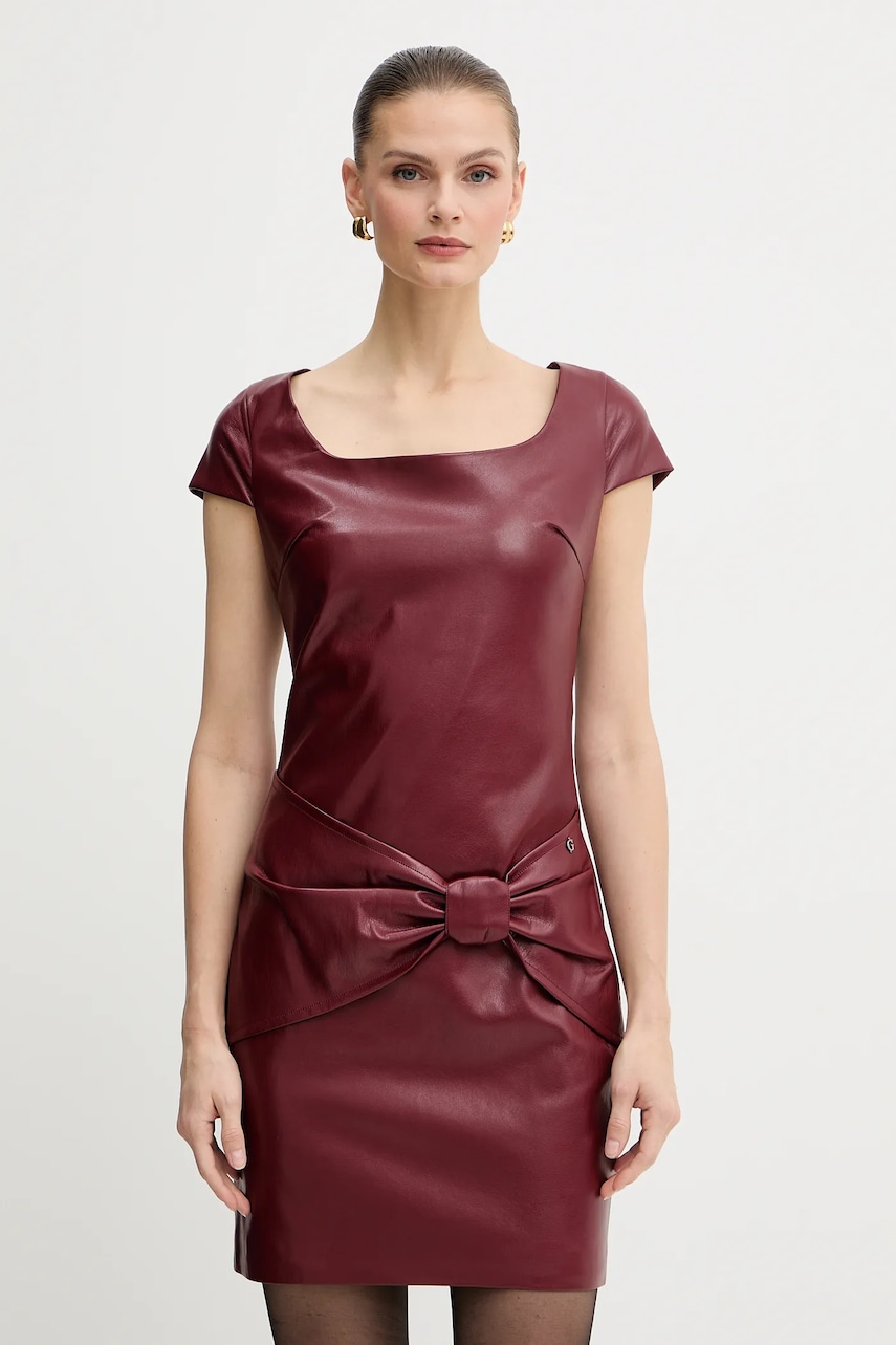 Šaty Guess ALIENOR vínová barva, mini, W5BK55 WGIK0