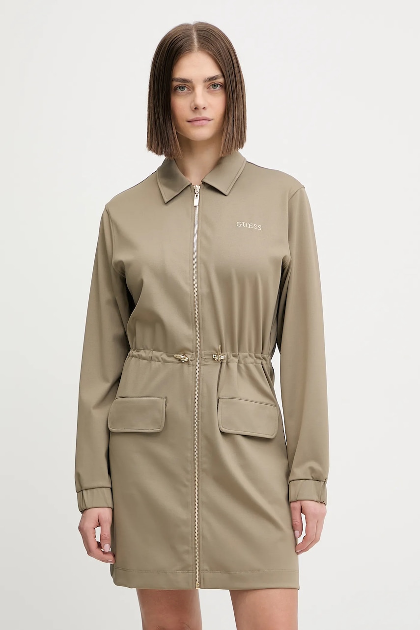 Šaty Guess CARLA zelená barva, mini, V5YK04 KCX42