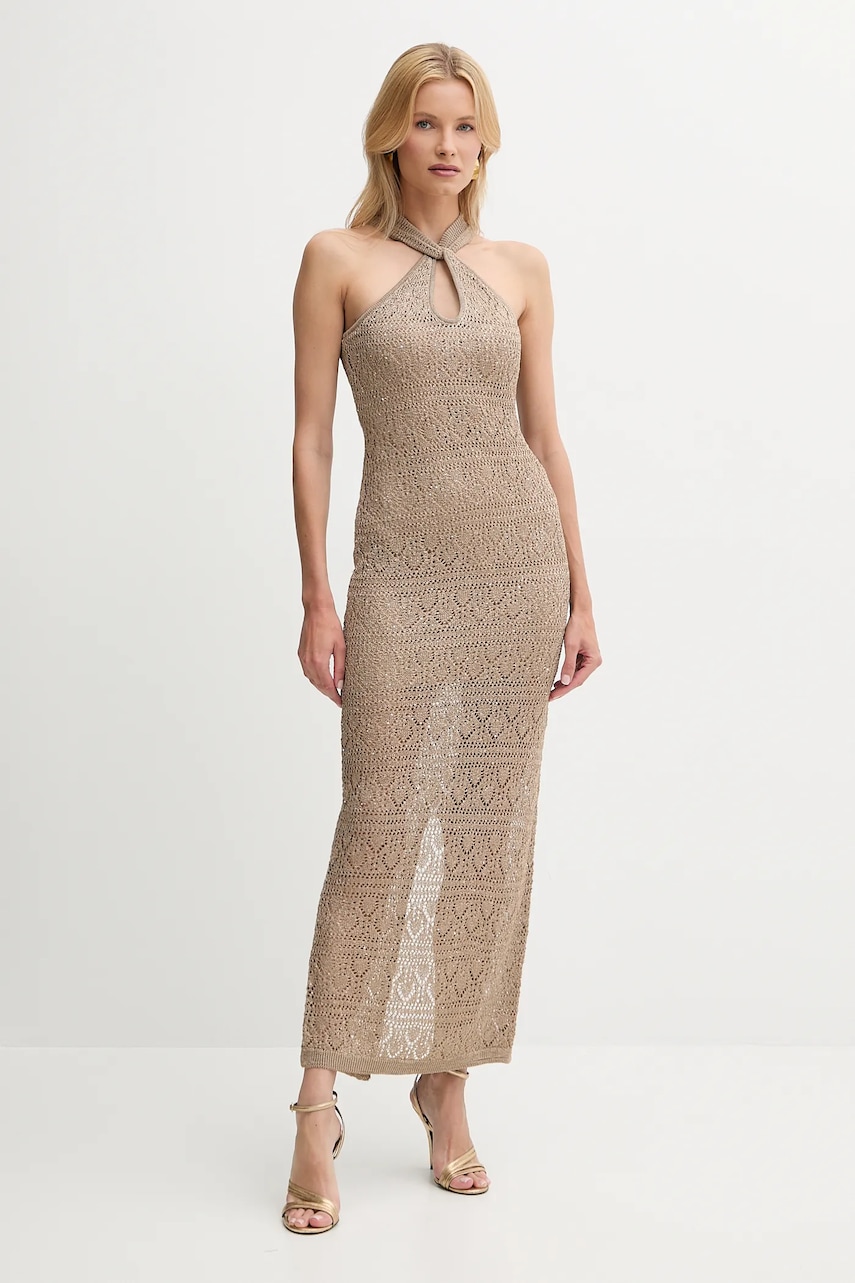 Šaty Guess CYNTHIA béžová barva, maxi, přiléhavé, W5YK48 Z37G0