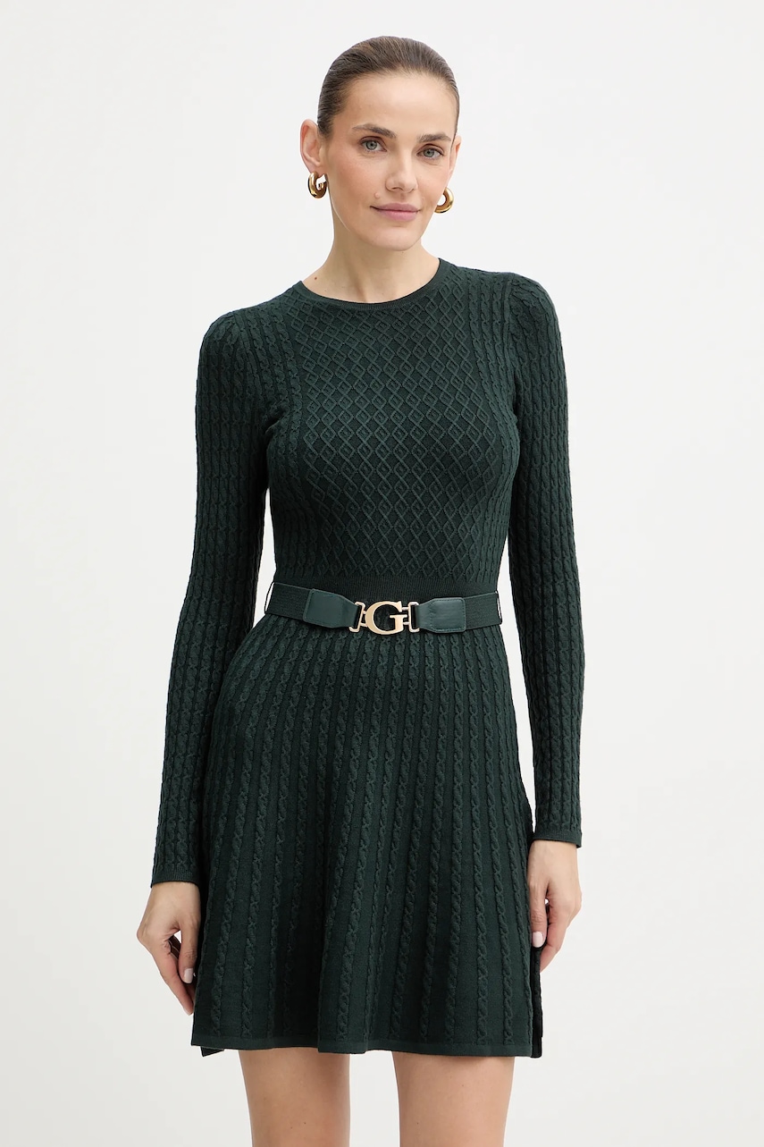 Šaty Guess HANA zelená barva, mini, přiléhavé, W5BK68 Z2YJ2