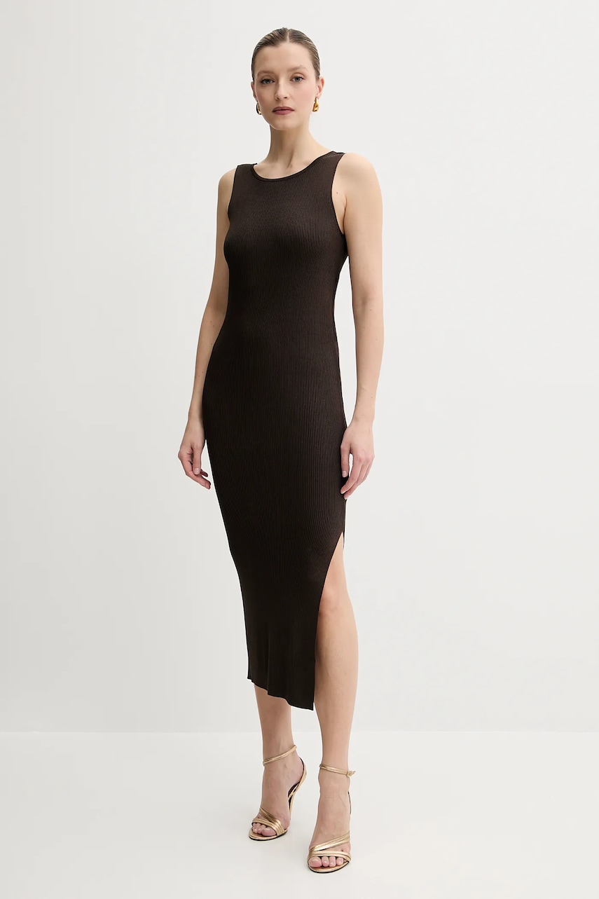 Šaty Guess JIULIA hnědá barva, maxi, přiléhavé, W5GK47 Z3L10