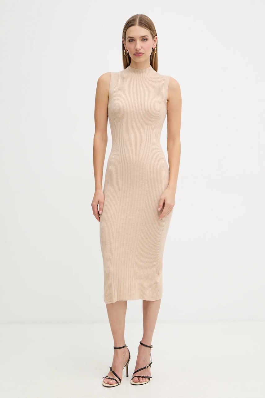 Šaty Guess JULIA béžová barva, maxi, přiléhavé, W5BK23 Z3OW2