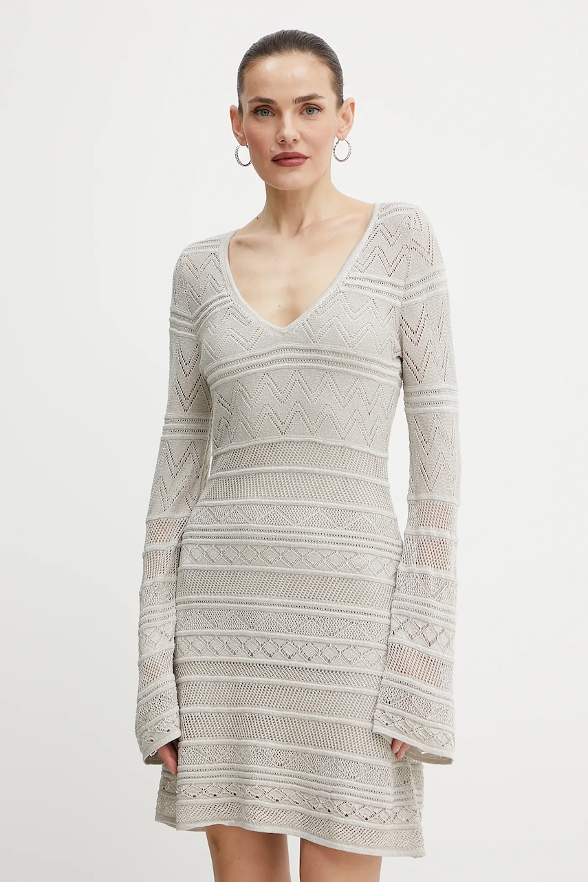 Šaty Guess NELLIE šedá barva, mini, přiléhavé, W5GK48 Z3E22