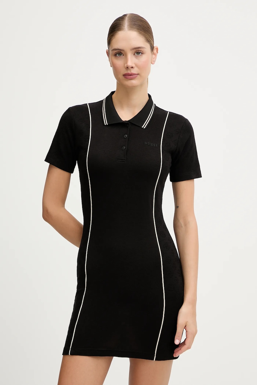 Šaty Guess PEONY černá barva, mini, přiléhavé, V5YK00 KCX12