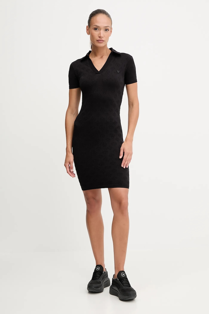 Šaty Guess PEONY černá barva, mini, přiléhavé, V5YK05 Z3OA0