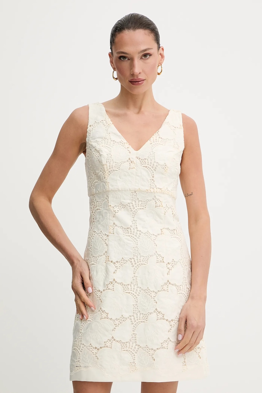 Šaty Guess VEGA béžová barva, mini, přiléhavé, W5GK72 WH6I0