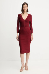 Šaty Herve Leger Athena vínová barva, mini, přiléhavé, DRB8536267