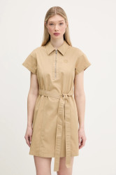 Šaty Hugo Blue béžová barva, mini, 50538397