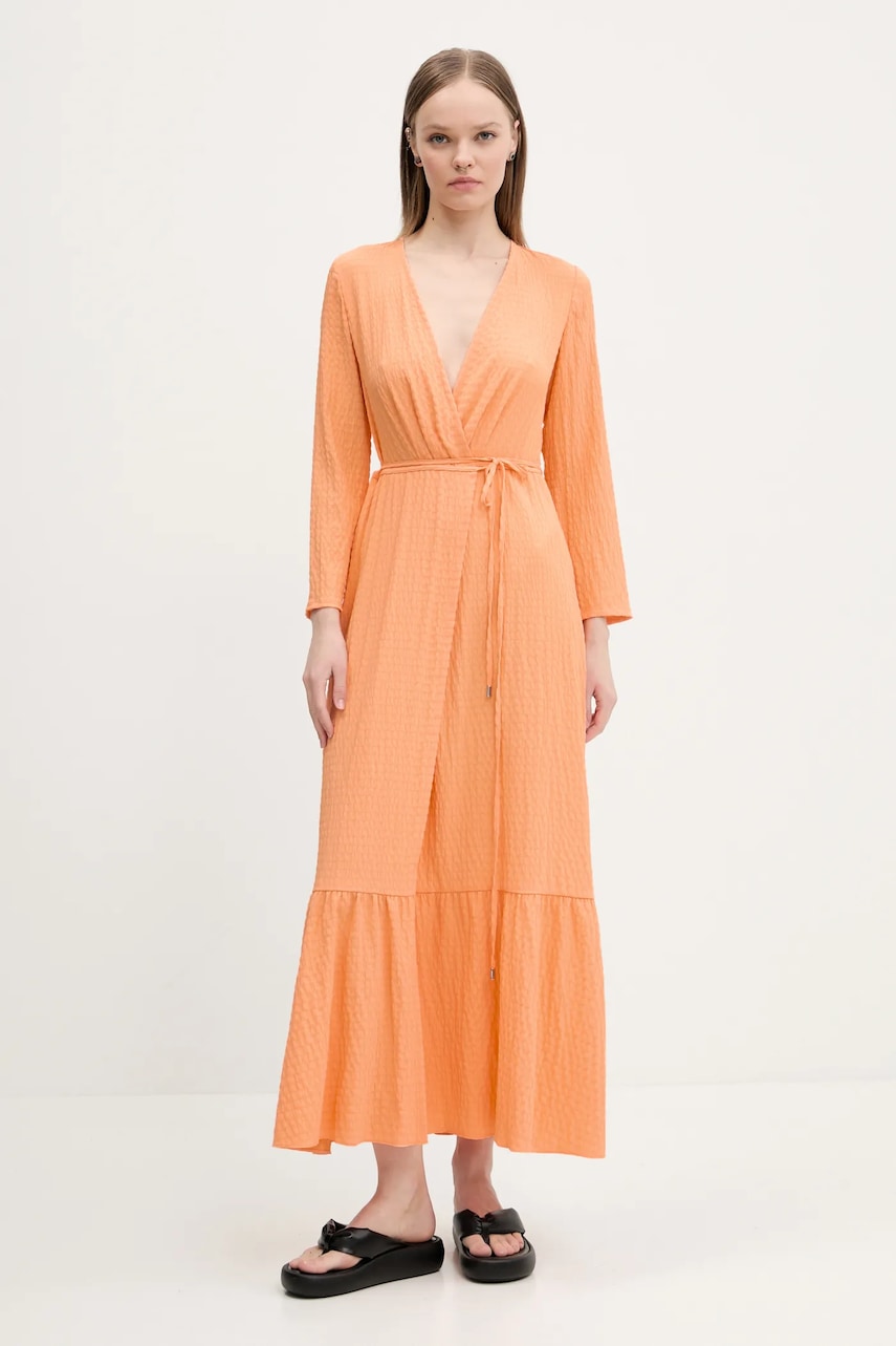 Šaty HUGO oranžová barva, maxi, 50536419