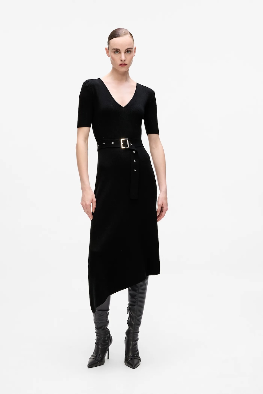 Šaty Karl Lagerfeld černá barva, midi, přiléhavé, A4W13026