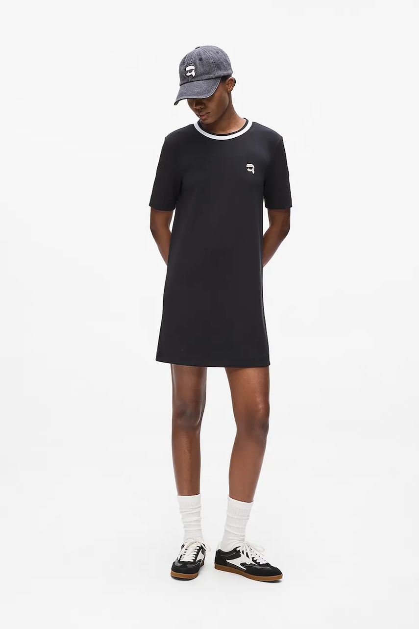 Šaty Karl Lagerfeld IKON černá barva, mini, A4W13020