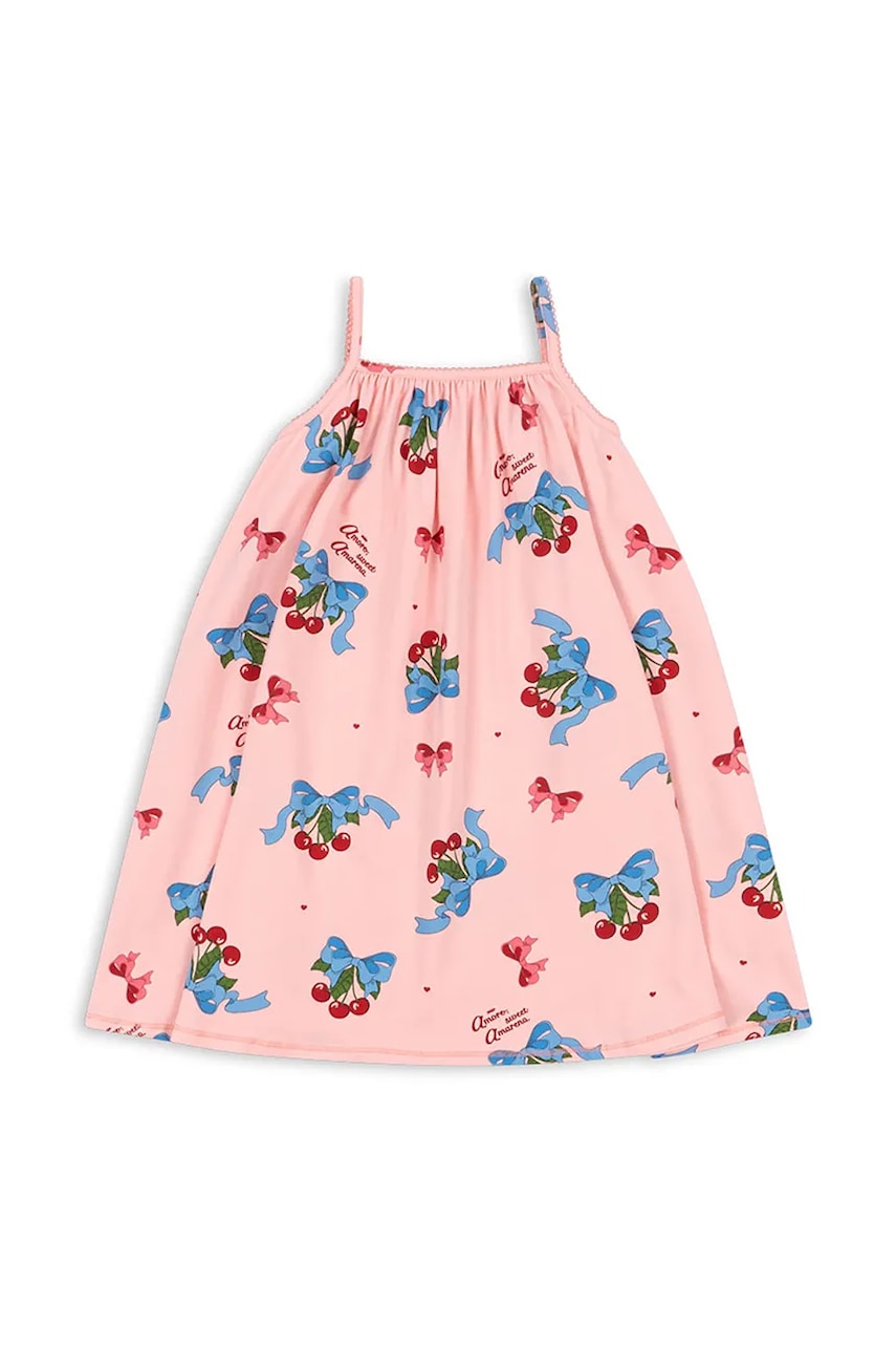 Šaty Konges Sløjd BASIC STRAP DRESS GOTS růžová barva, midi, KS103152