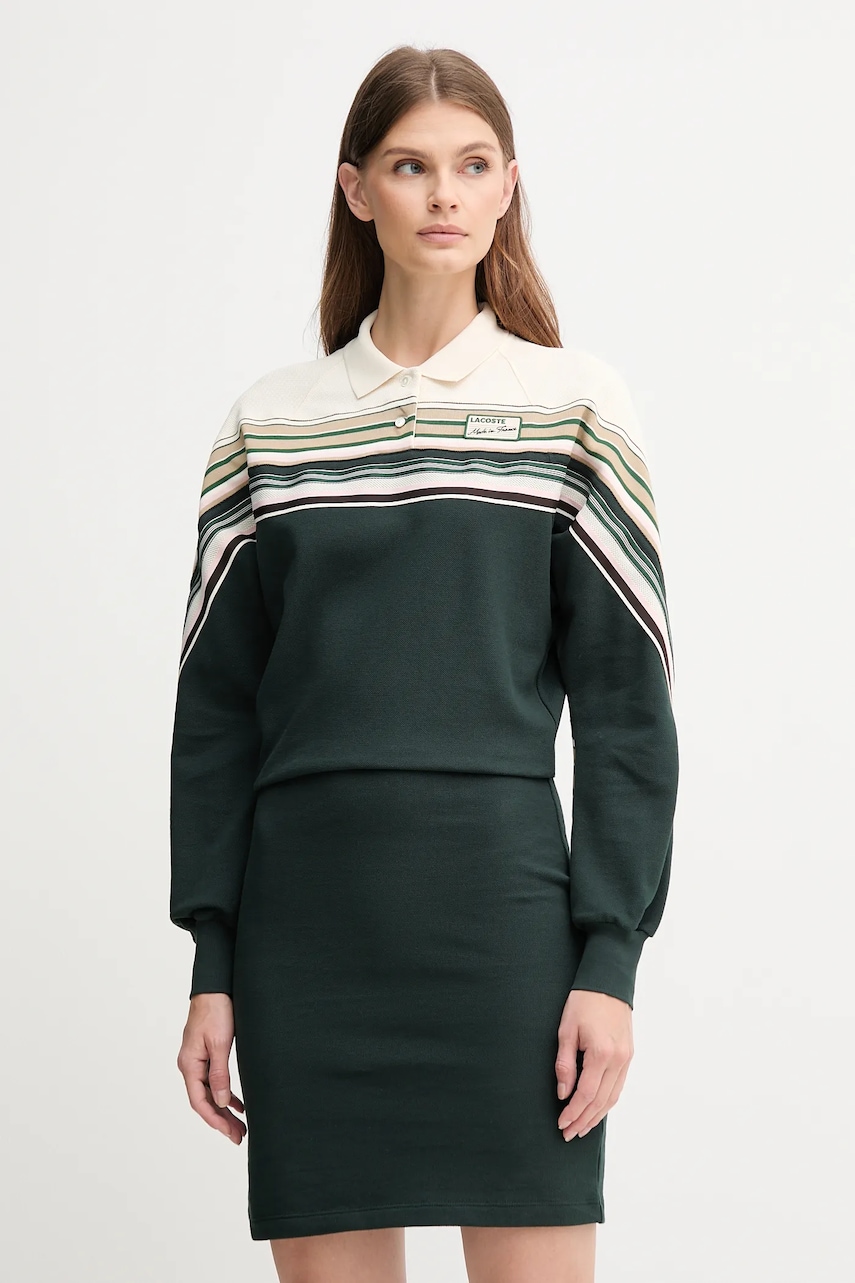 Šaty Lacoste zelená barva, mini, EF5408