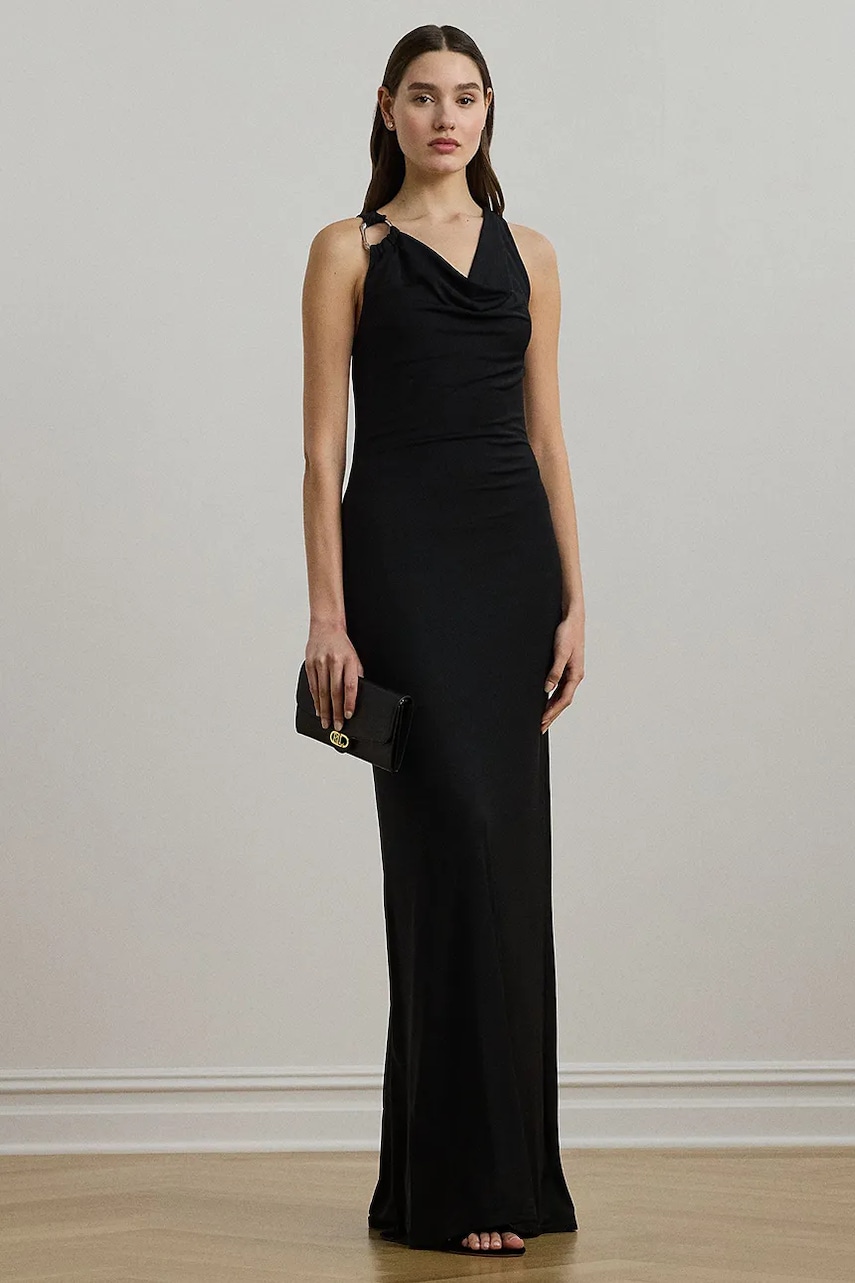 Šaty Lauren Ralph Lauren černá barva, maxi, přiléhavé, 253971057