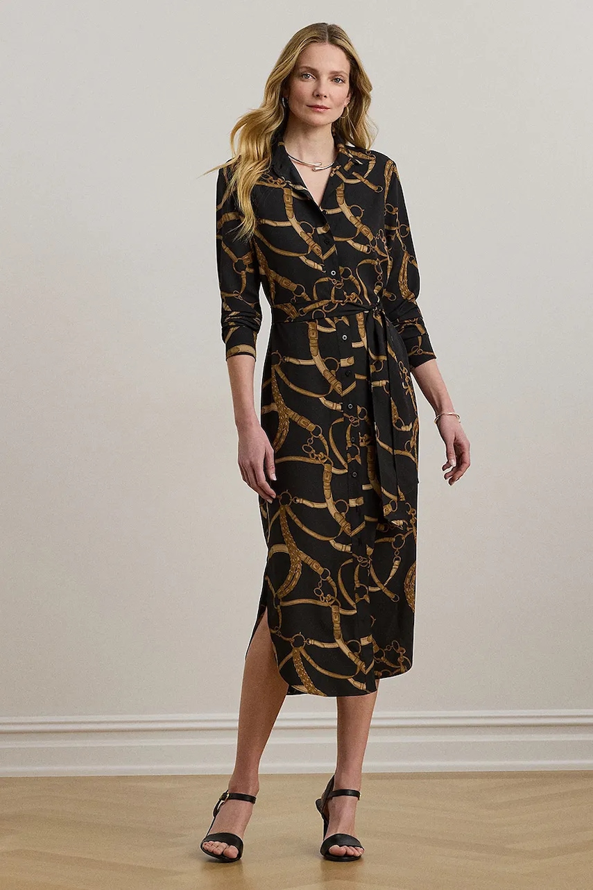 Šaty Lauren Ralph Lauren černá barva, midi, 200978812