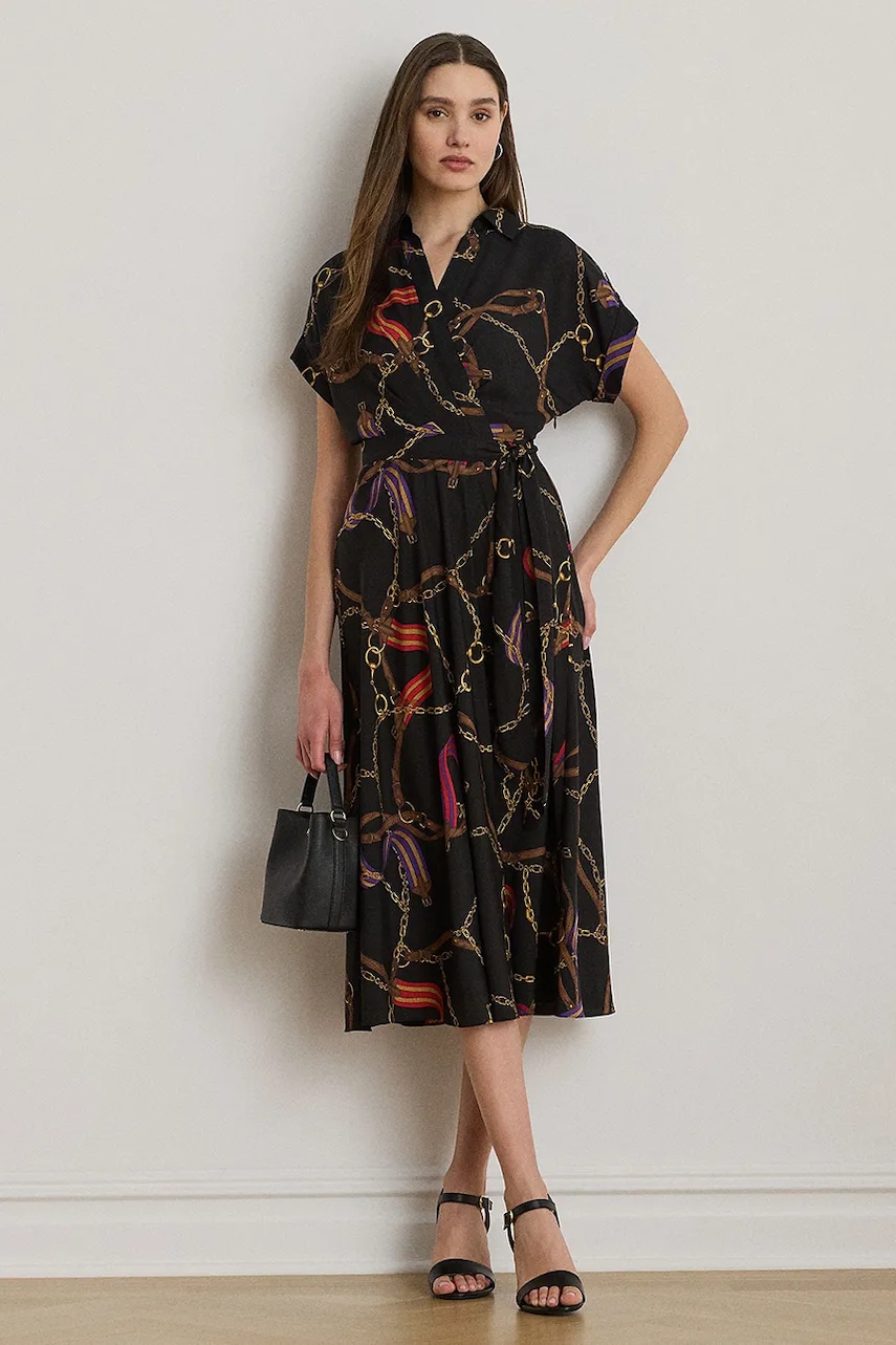 Šaty Lauren Ralph Lauren černá barva, midi, 200P02008