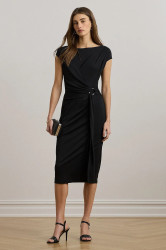 Šaty Lauren Ralph Lauren černá barva, midi, přiléhavé, 200973601