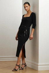 Šaty Lauren Ralph Lauren černá barva, midi, přiléhavé, 200978539